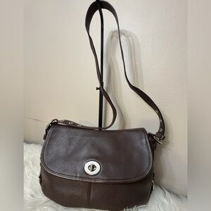 Coach Y2K Legacy Flap Chocolate Brown Pebbled Leather Bag F15170